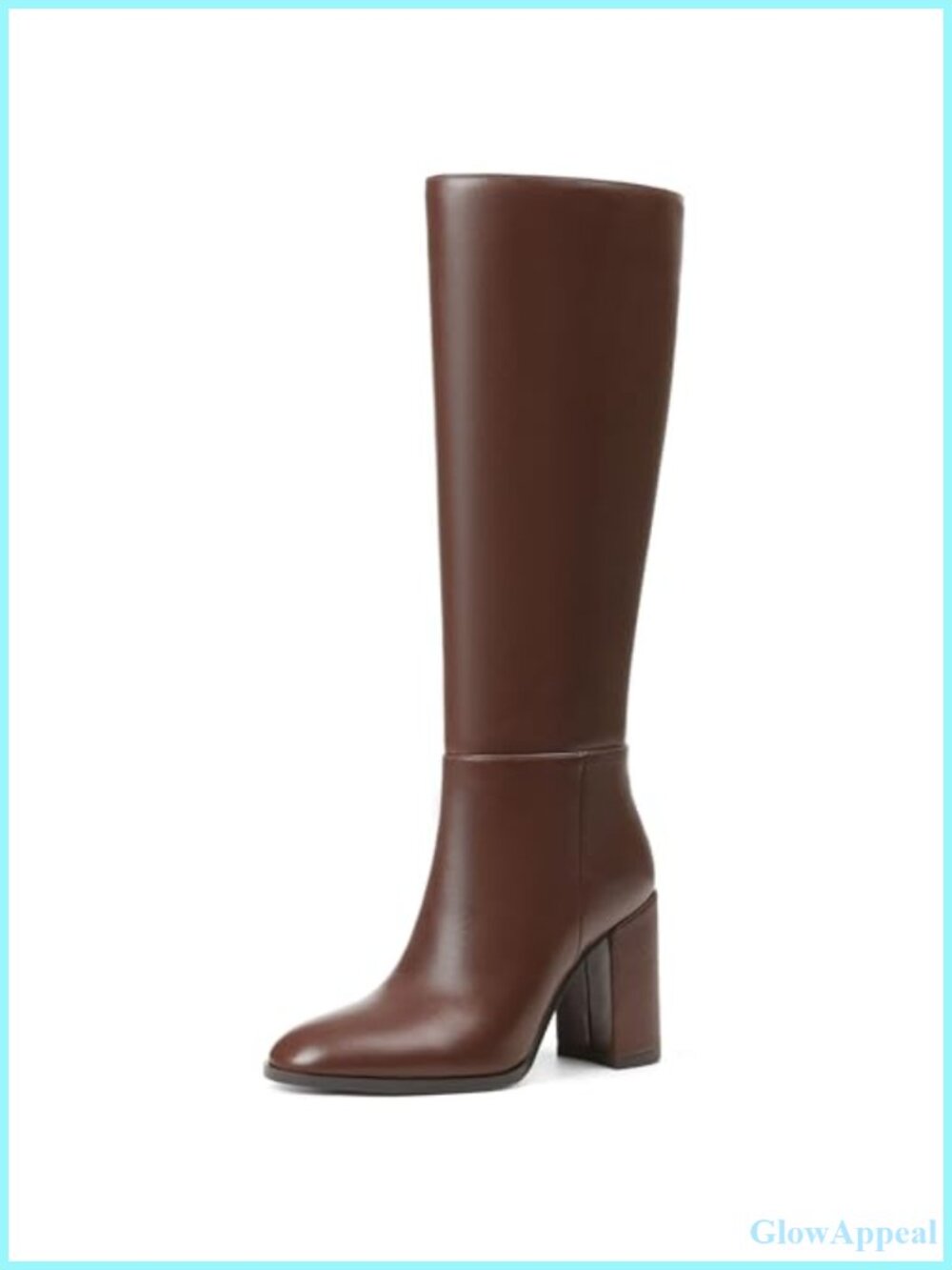 Wide Calf Knee High Boots Chunky Heel Tall Boots Side Zip Women's